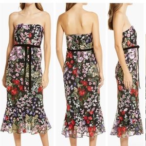 Sam Edelman floral embroidered strapless dress